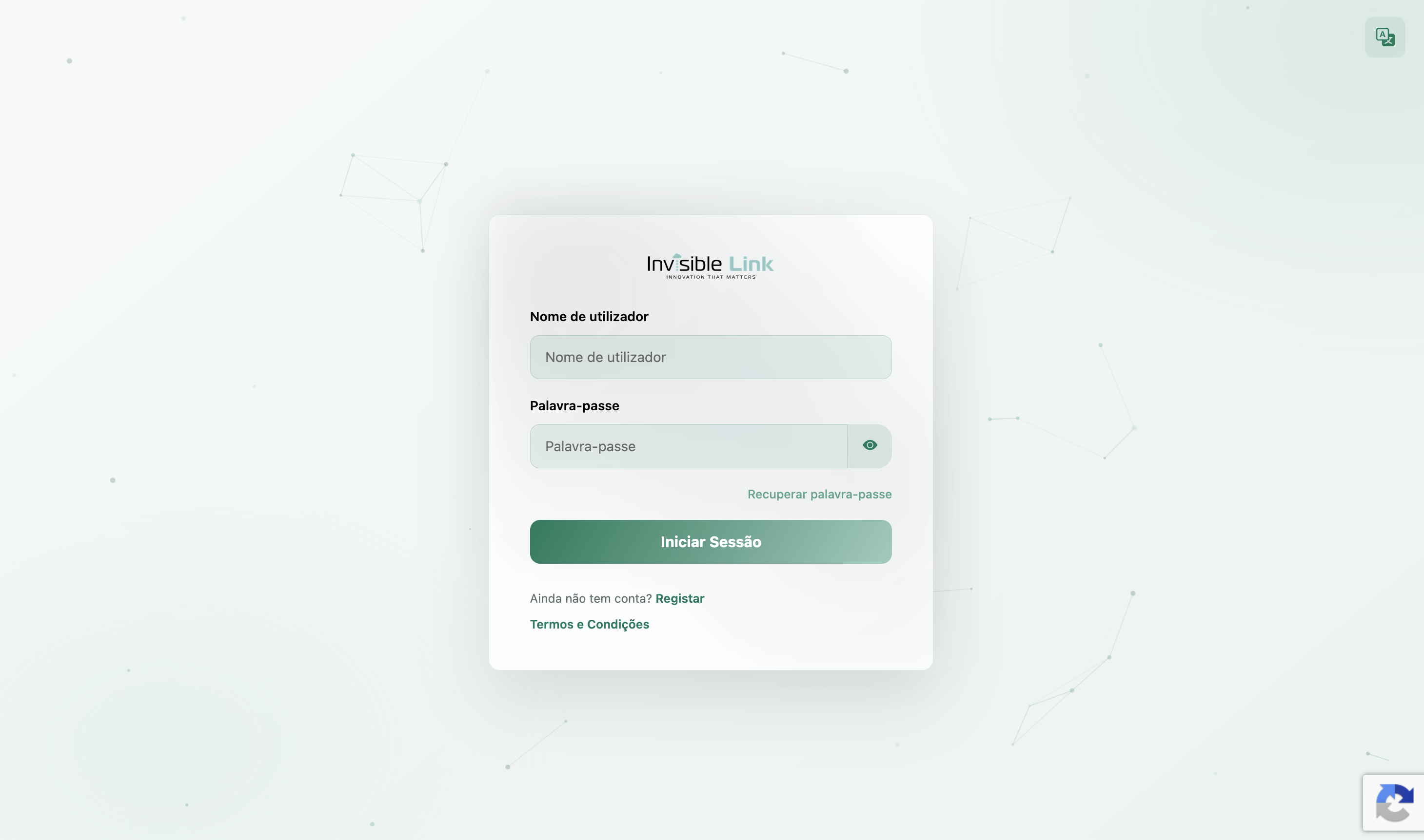 Faça login no portal Invisible Link